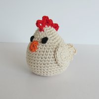 Cotton Crocheted Squeaky White Chicken Dog Toy for Small Dogs