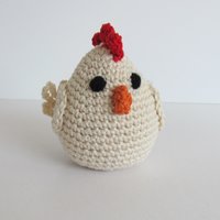 Cotton Crocheted Squeaky White Chicken Dog Toy for Small Dogs