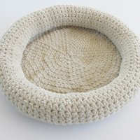 Small Crocheted Pet Bed, Almond