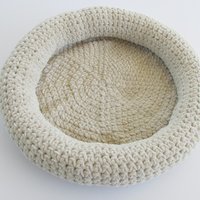 Small Crocheted Pet Bed, Almond