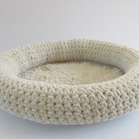 Small Crocheted Pet Bed, Almond