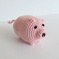 Cotton Crocheted Squeaky Pink Pig Plush Dog Toy for Small Dogs