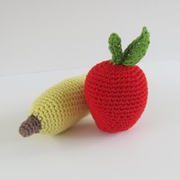 Cotton Squeaky Apple and Banana Dog Toy Set for Small Dogs