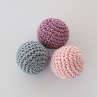 Cotton Crocheted Extra Small Dog Toy Ball Set of 3, Made in USA