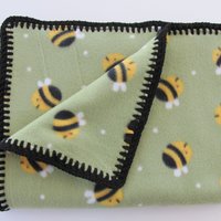 Handmade Reversible Double Thick Fleece Bumblebee Blanket, 30" x 36", Made in USA