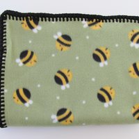 Handmade Reversible Double Thick Fleece Bumblebee Blanket, 30" x 36", Made in USA