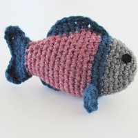 Crocheted Natural Fiber Blue Tropical Fish Catnip Cat Toy, 5" Long