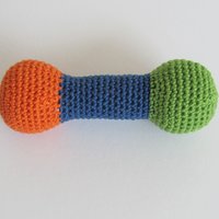 Cotton Crocheted Squeaky Barbell Plush Dog Toy for Small Dogs, Made in USA
