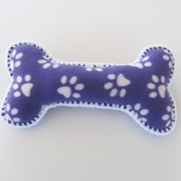 Purple Paw Print Dog Bone Shaped Pillow with Crochet Trim, Made in USA