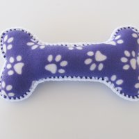 Purple Paw Print Dog Bone Shaped Pillow with Crochet Trim, Made in USA