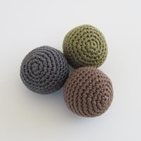 Cotton Crocheted Squeaky Dog Toy Balls for Small Dogs, Set of 3 in Dark Colors, Made in USA