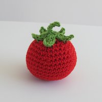 Cotton Crocheted Squeaky Carrot and Tomato Dog Toy Set for Small Dogs, Made in USA