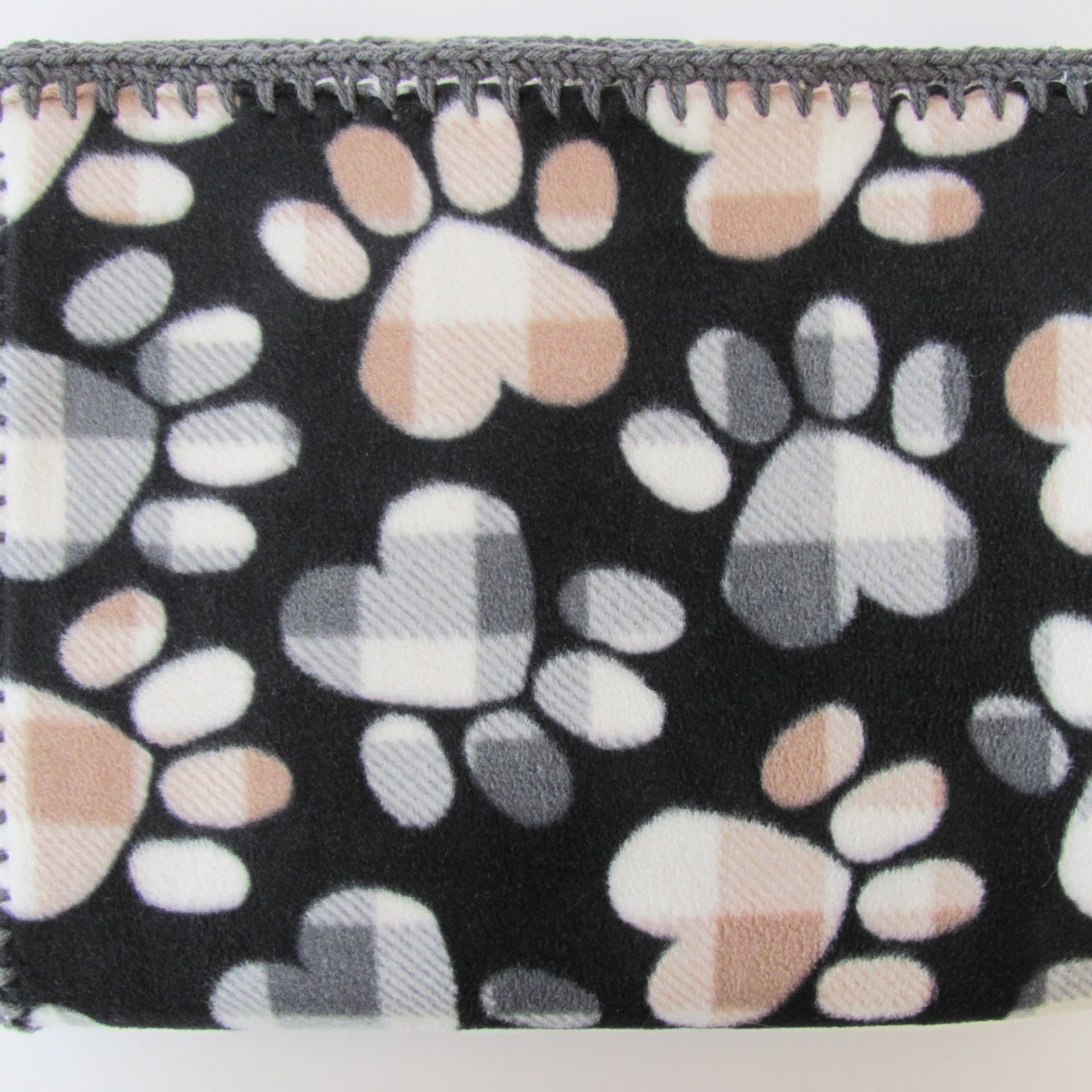 Large Reversible Double Thick Fleece Paw Print Pet Blanket, 36" x 60", Made in USA