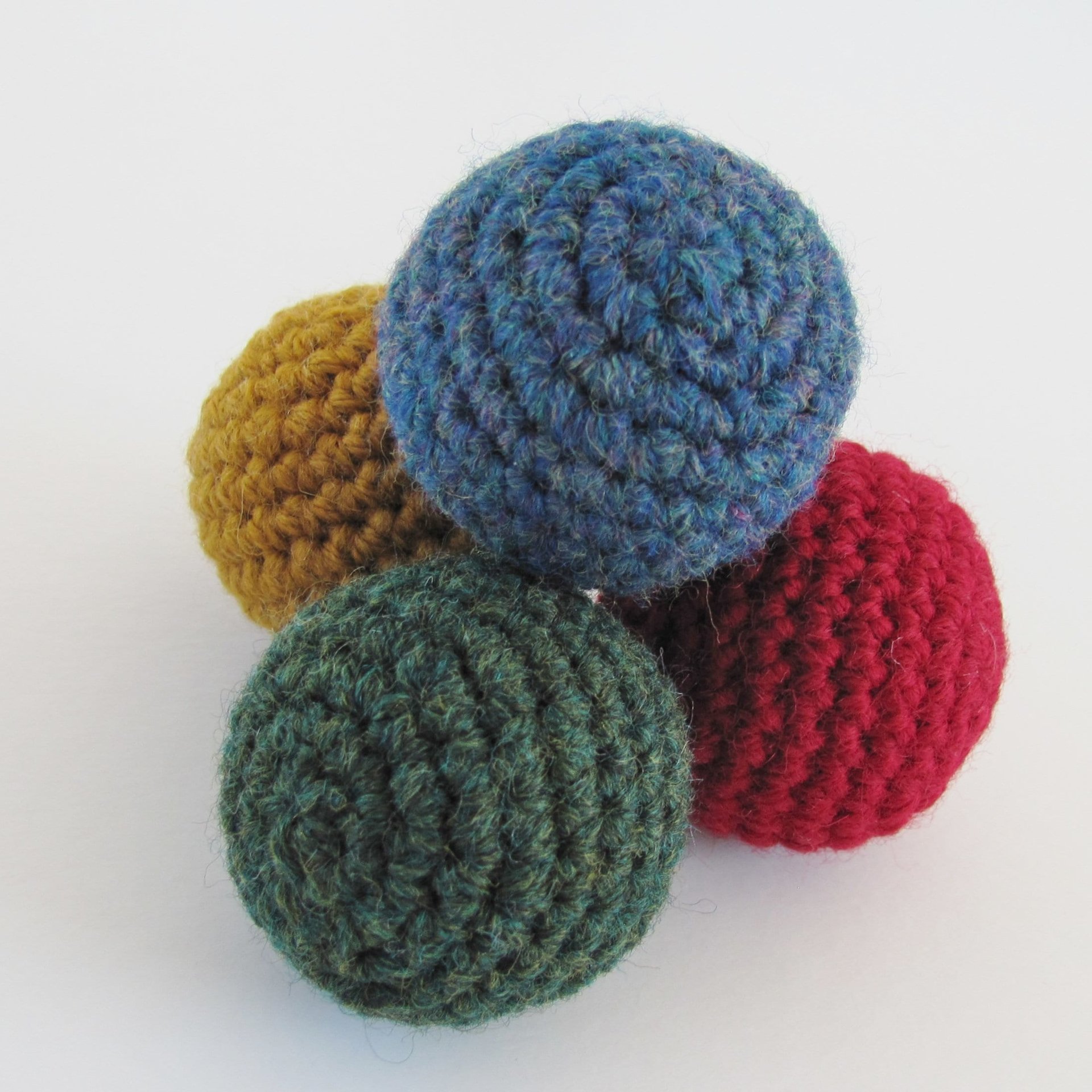 Crocheted Wool Blend Cat Toy Balls Stuffed with Organic Catnip and Cotton, Set of 4