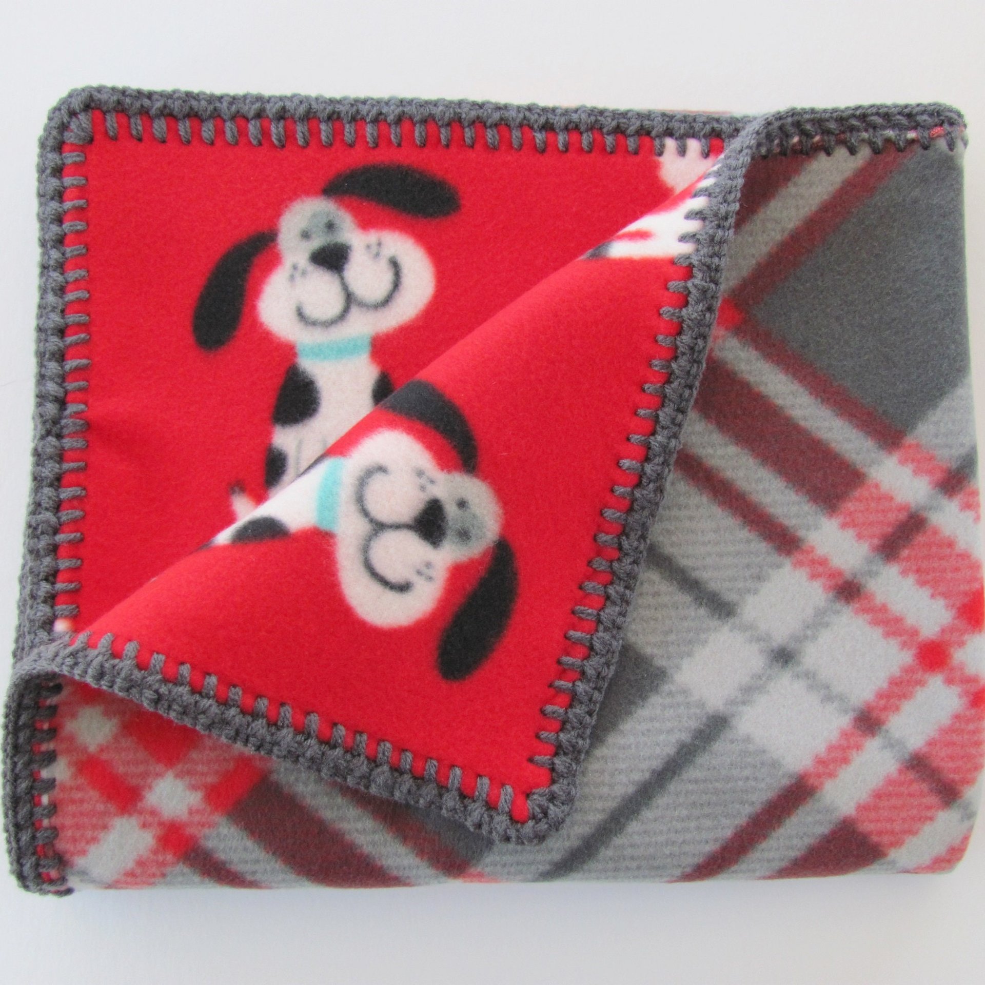 Handmade Reversible Double Thick Fleece Dog Blanket, 30" x 36", Made in USA