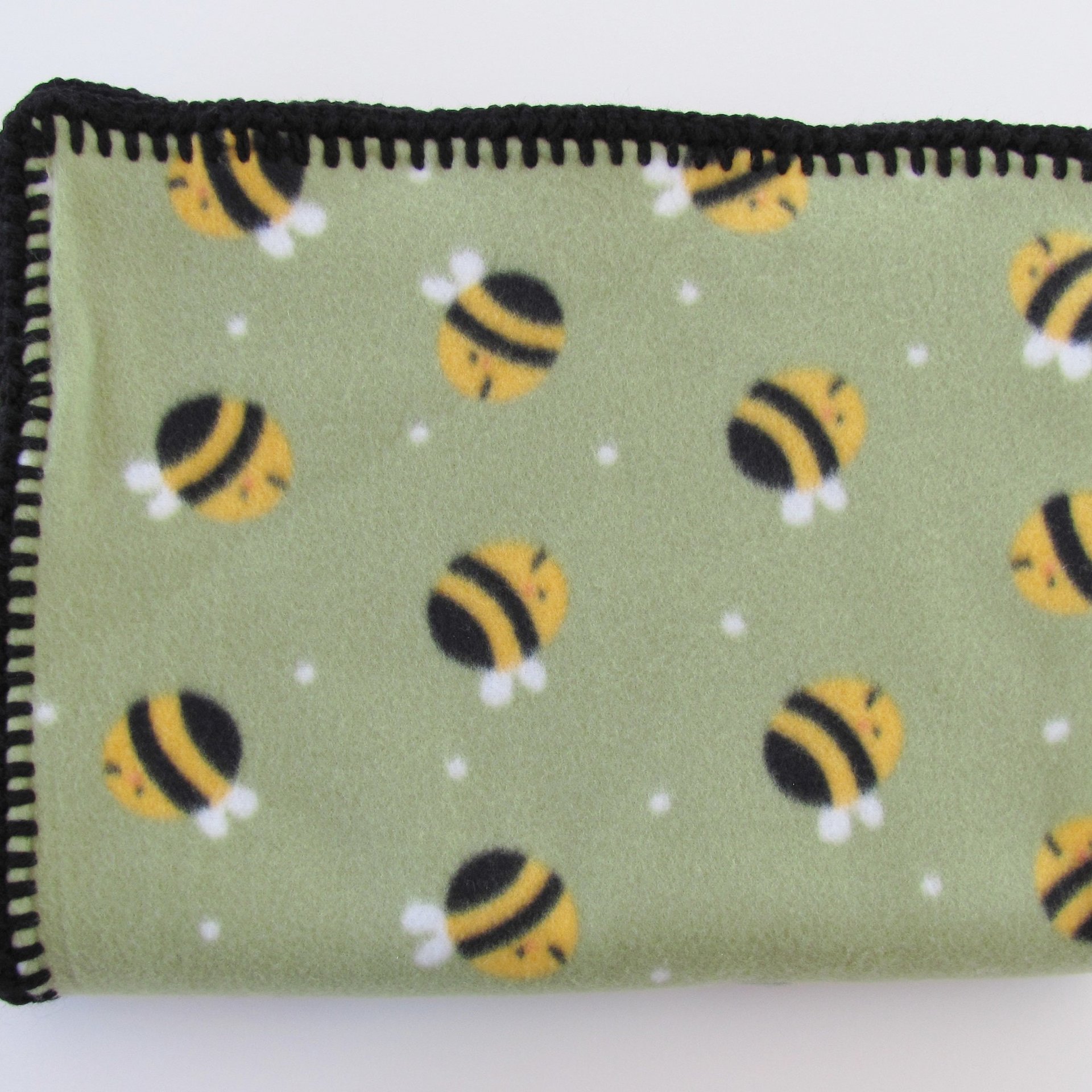Handmade Reversible Double Thick Fleece Bumblebee Blanket, 30" x 36", Made in USA