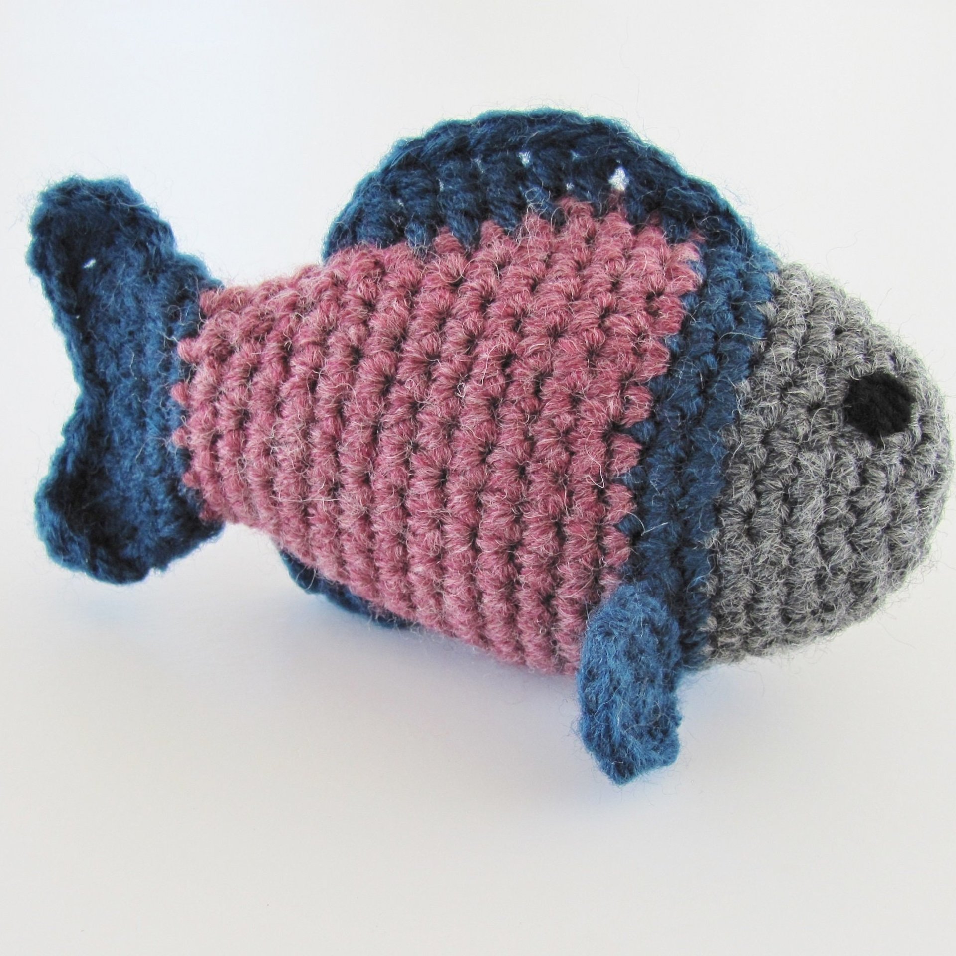 Crocheted Natural Fiber Blue Tropical Fish Catnip Cat Toy, 5" Long