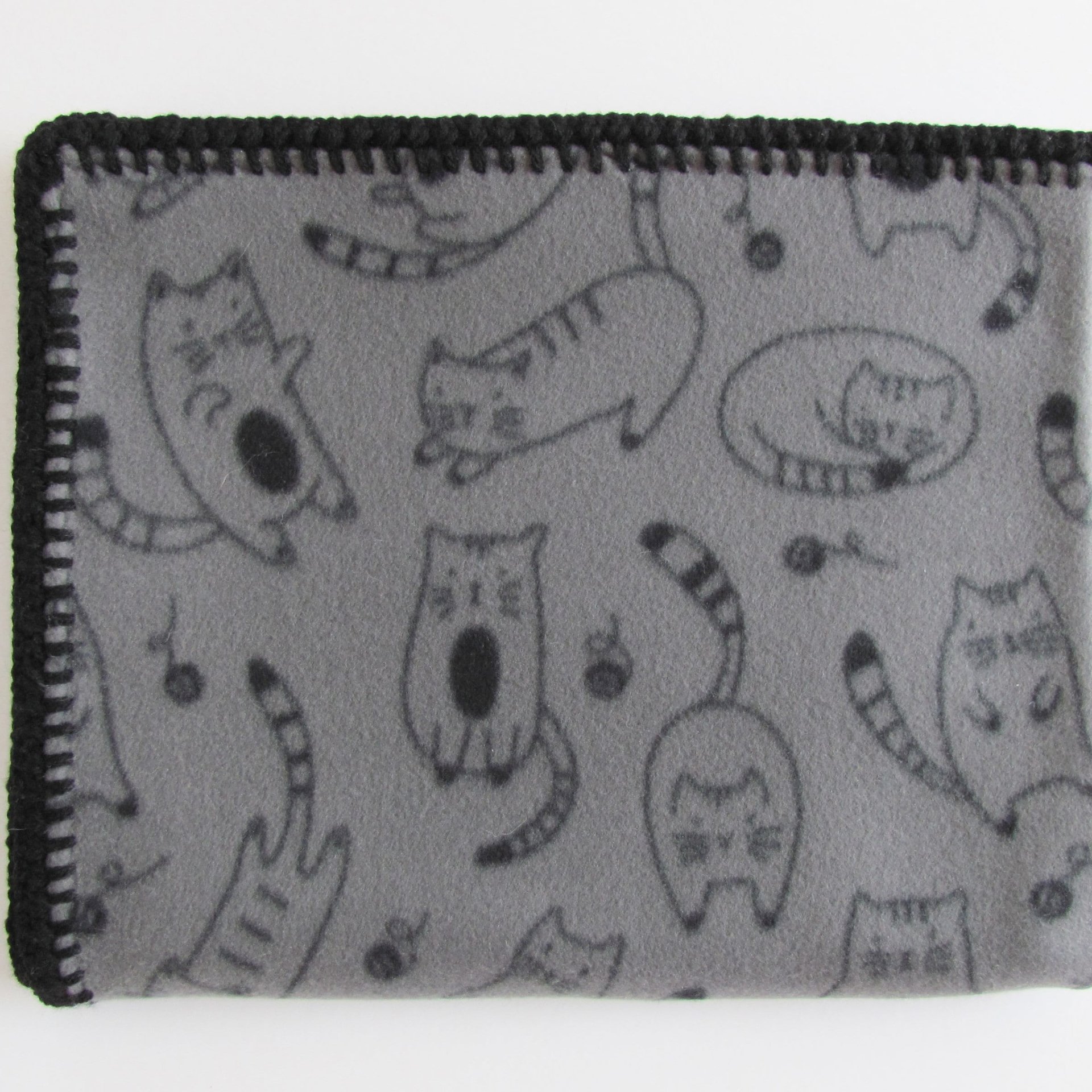 Handmade Reversible Double Thick Fleece Cat Themed Blanket, 30" x 36", Made in USA
