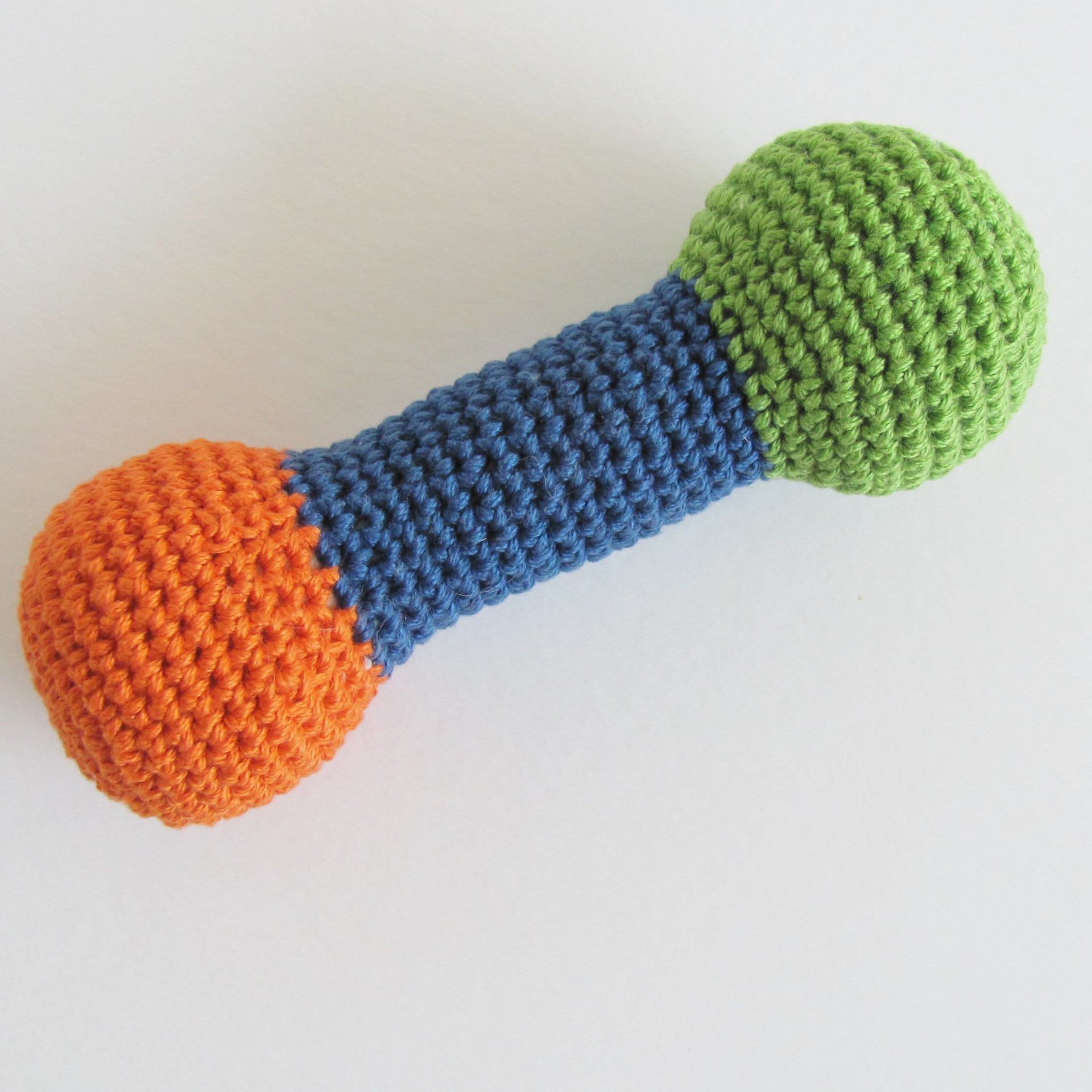 Cotton Crocheted Squeaky Barbell Plush Dog Toy for Small Dogs, Made in USA