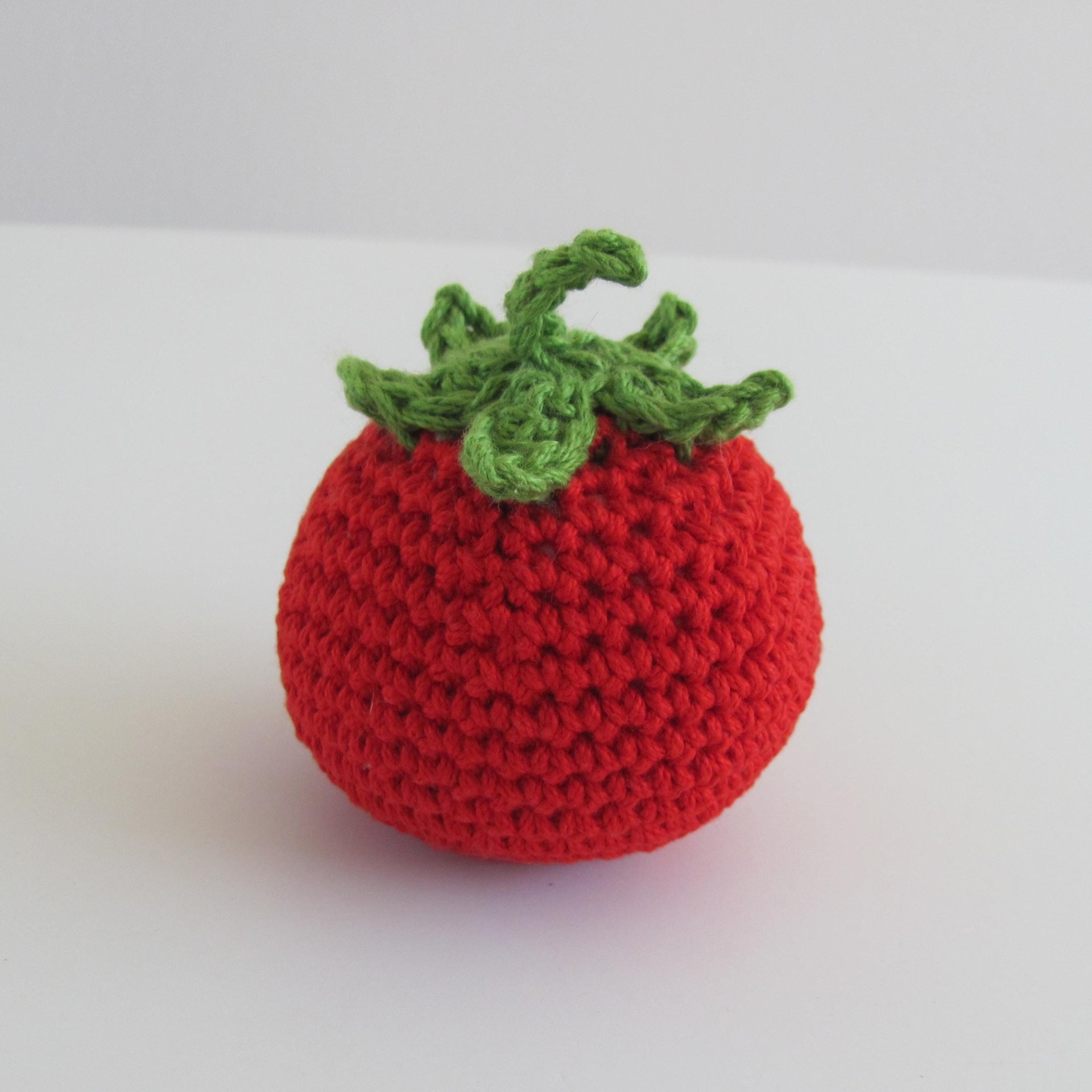 Cotton Crocheted Squeaky Carrot and Tomato Dog Toy Set for Small Dogs, Made in USA