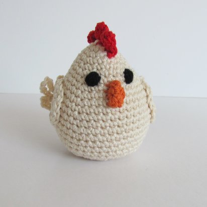 Cotton Crocheted Squeaky White Chicken Dog Toy for Small Dogs