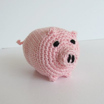 Cotton Crocheted Squeaky Pink Pig Plush Dog Toy for Small Dogs