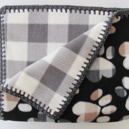 Large Reversible Double Thick Fleece Paw Print Pet Blanket, 36" x 60", Made in USA