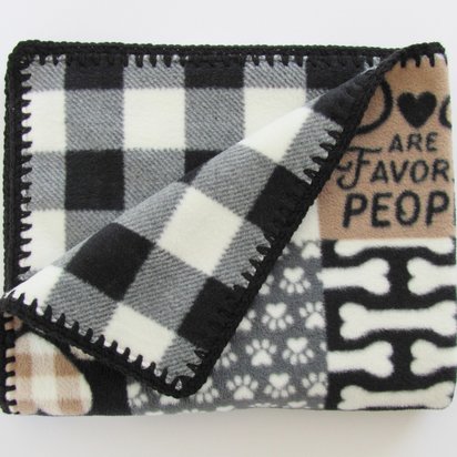 Large Reversible Double Thick Fleece Dog Lover Blanket, 36" x 60, Made in USA