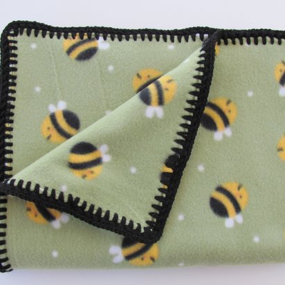Handmade Reversible Double Thick Fleece Bumblebee Blanket, 30" x 36", Made in USA
