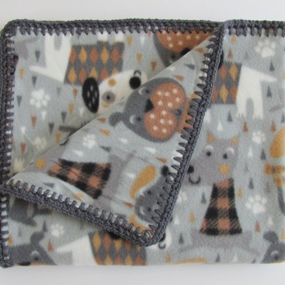Handmade Reversible Double Thick Fleece Dog Blanket, 30" x 36", Made in USA
