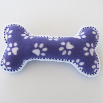 Purple Paw Print Dog Bone Shaped Pillow with Crochet Trim, Made in USA